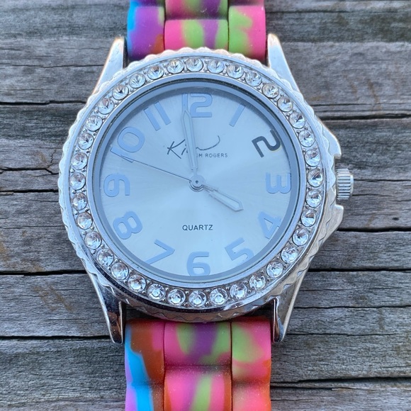 Kim Rogers pastel rainbow watch w/ crystal accents - Picture 2 of 7